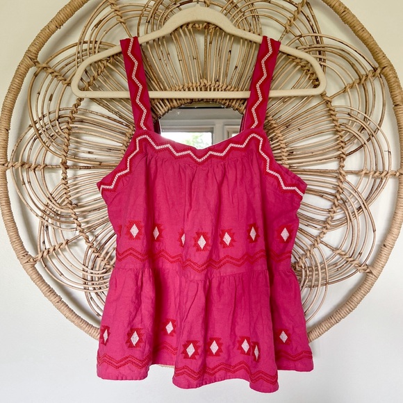 Loft Pink Embroidered Tank Top - Picture 1 of 7
